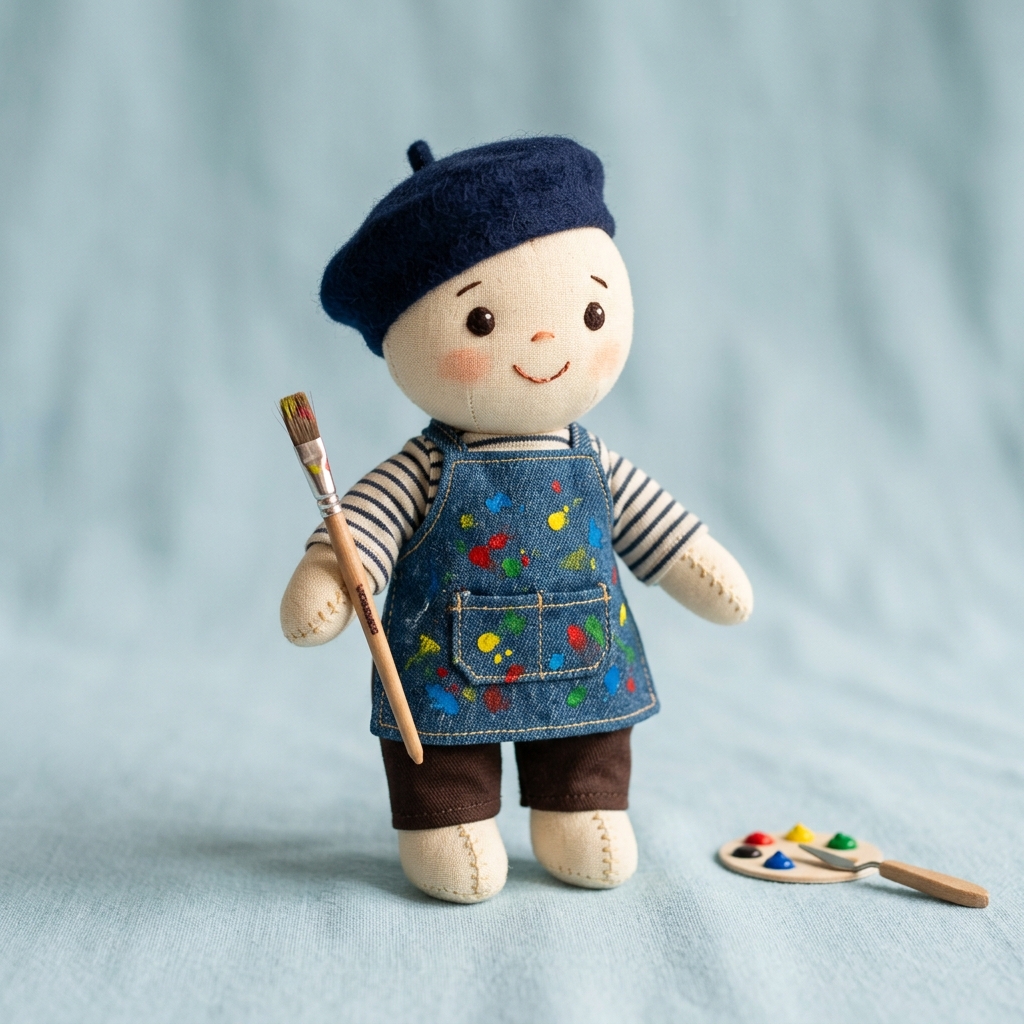 Rosy Cable Sweater on a pastel-toned doll companion